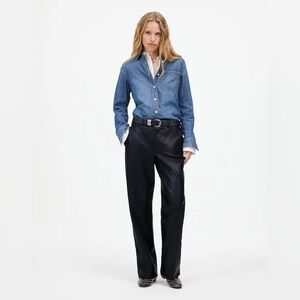 madewell low slung baggy pants in faux leather